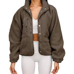 Womens Winter Coats Fleece Faux Fur Jacket Coffee